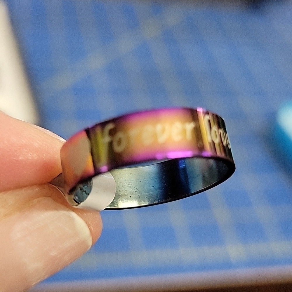 Forever Love Rainbow Colors Stainless Steel Size 8